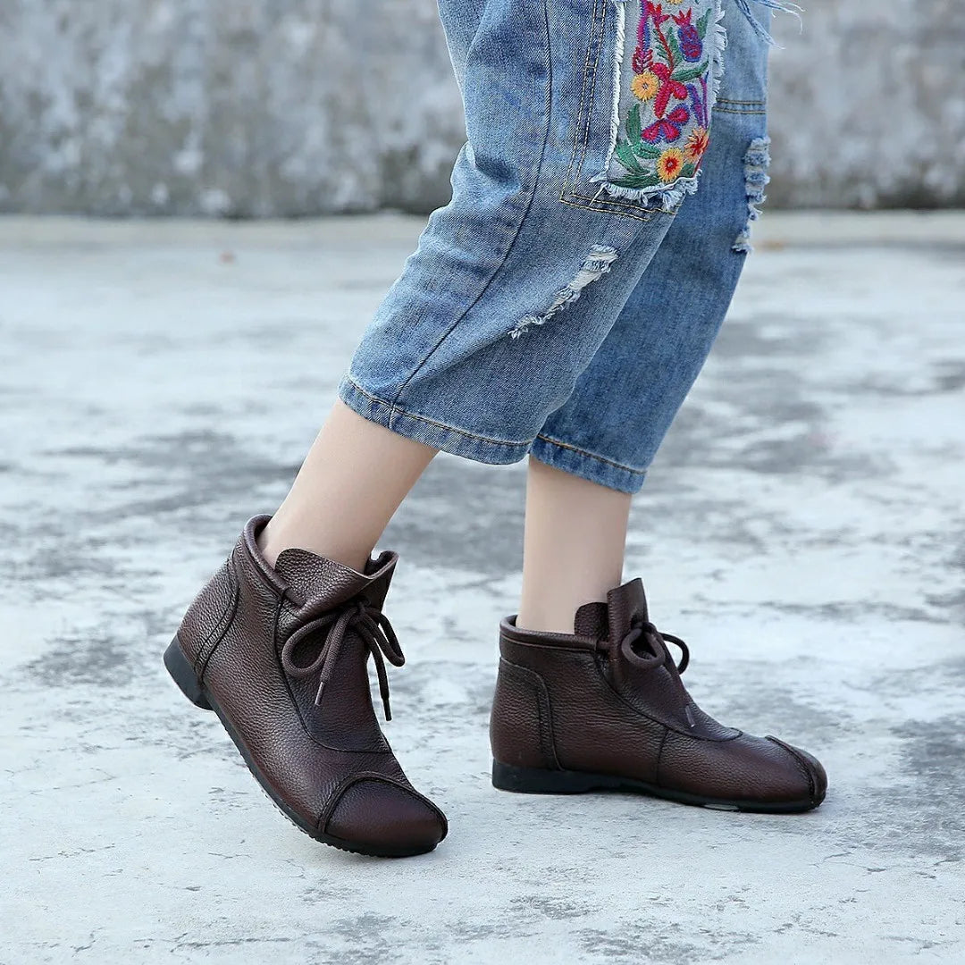 Careaymade-Genuine leather women's boots Fashion retro warm Oversized shoes cow leather Pure handmade ankle boots Casual boots