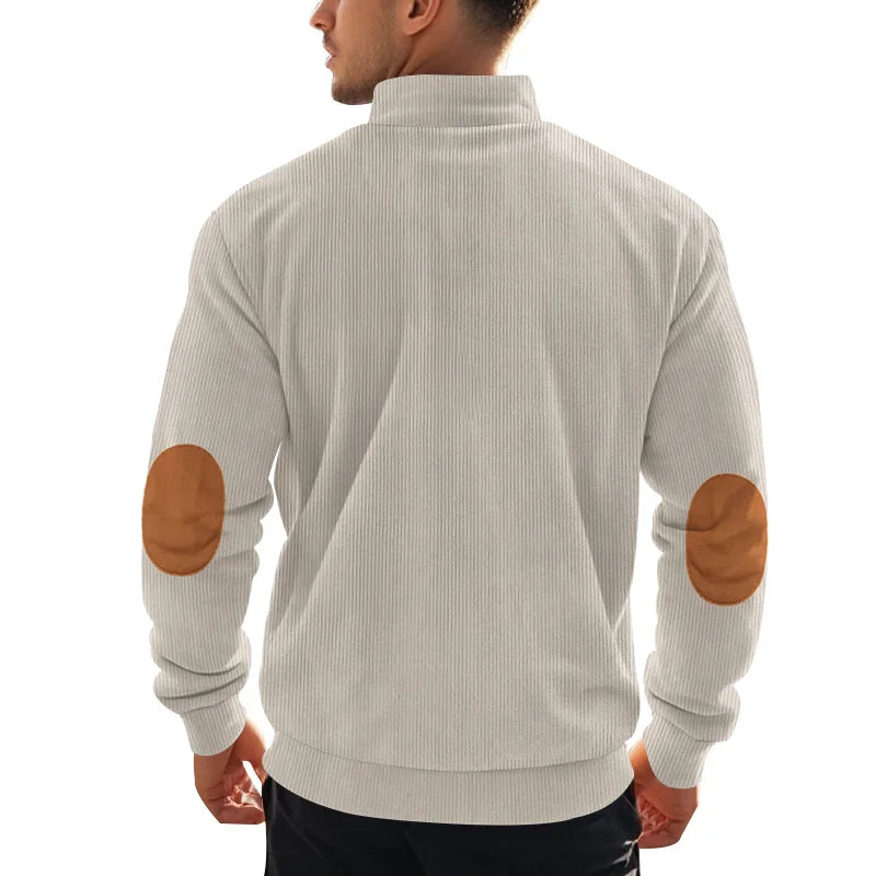 spring autumn new men's fleece sweatshirt stand-up collar half zipper pullover long sleeve sweatshirt corduroy trend men's tops