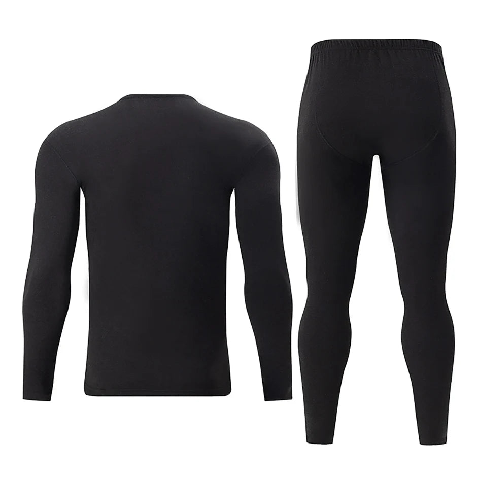 2-piece Autumn And Winter Men's Plus Size 1xl-6XL Thermal Underwear Set For Obese Men Black Plus Fat Long Sleeved Top And Pants