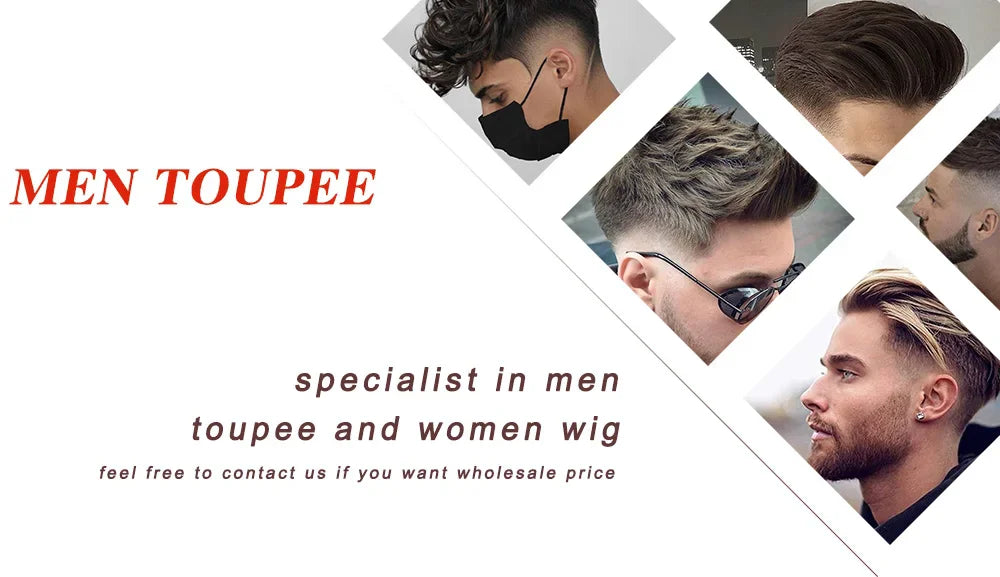 80%Density Natural Hairline 0.02mm Ultra Thin Skin Invisible Mens Toupee Brown Blonde Grey Human Hair Capillary Prosthesi System