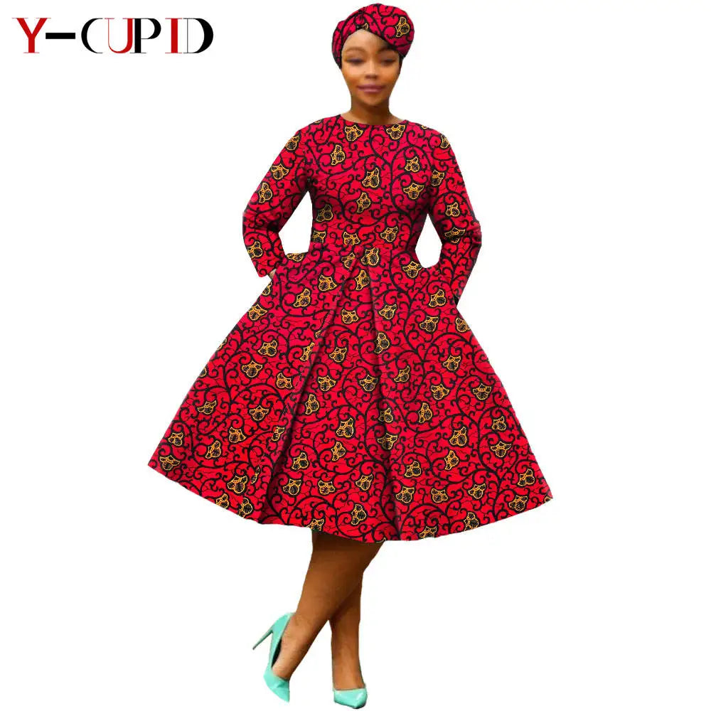 African Print Dresses for Women with Headwrap Matching Couple Outfits Dashiki Men Long Sleeve Pathwork Top and Pant Sets Y23C004