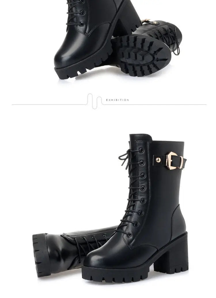 Luxury Women's Boots Winter Warm Women Snow Boots Fashion High Quality High Heels Comfort Platform Women Short Boots Botas Mujer