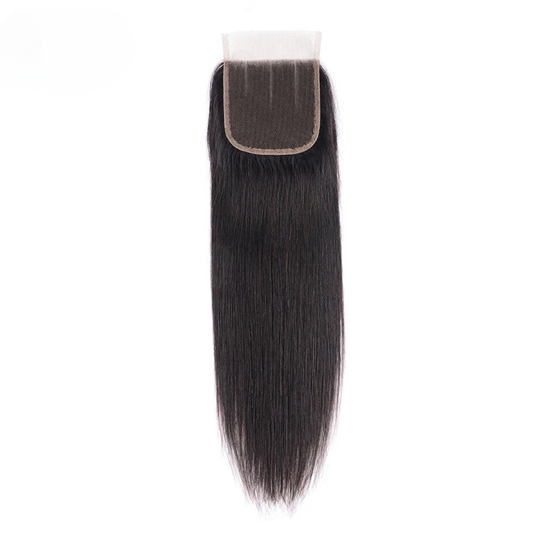 20 Inch Straight Body Wave Deep Curly 4x4 Transparent Lace Closure Pre-Plucked Raw Indian Hair Natural Color 150% Density