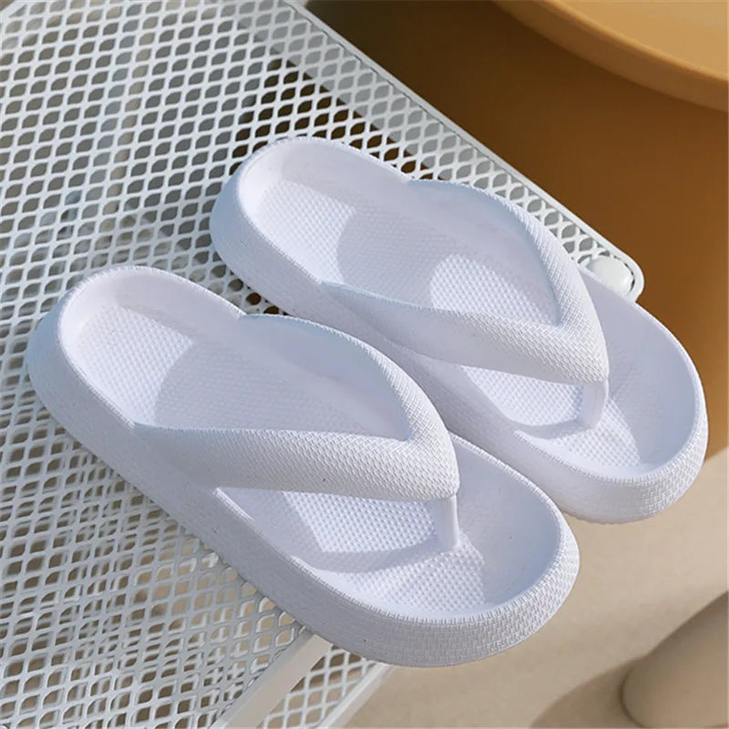 Rimocy Soft Sole EVA Women's Flip Flops 2025 Summer Beach Non-slip Cloud Slippers Women Thick Platform Clip Toe Bathroom Slides