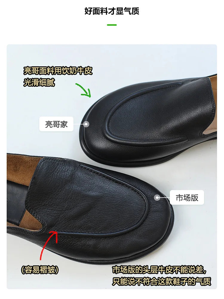 round toe soft leather flats shoes woman slip on loafers solid color sewing moccasins women muls shoes scarpe da donna 2025