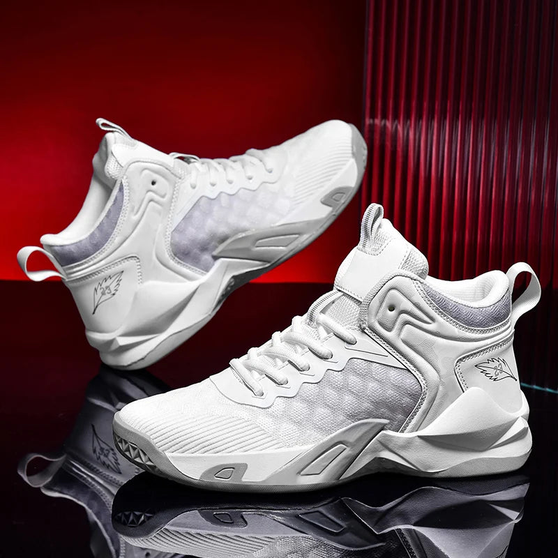 Basketball Shoes, Men's Outdoor Sports Shoes, Men's Shock-Absorbing High-Top Student Practical Shoes, Mesh Breathable Casual Shoes