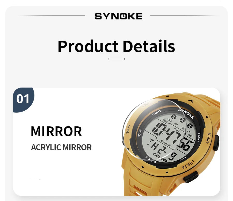 Men Digital Watch Sports Watches Timing Function Alarm Clock Waterproof 50M Digital Watch Military Clock Large Screen