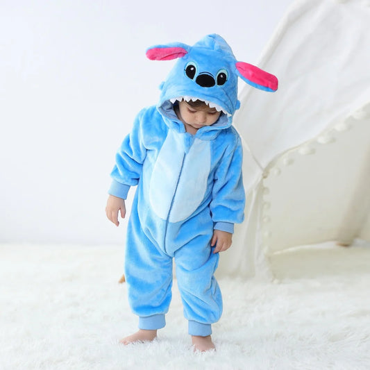 Baby Kigurumi Stitch Cartoon Romper Infant Kids Animal Jumpsuits Toddler Clothes Girls Boys Halloween Cosplay Pyjamas Costumes