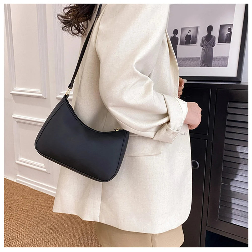 WOMEN'S Bag Underarm Bag  Handbags Retro Solid Color PU Leather Shoulder Underarm Bags Casual Women Hobos Handbags