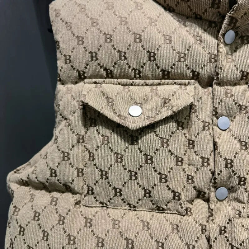 Supzoom 2022 Top Fashion New Arrival Embroidery Letters Leather Stand Collar Cotton Autumn And Winter Warm Thickened Vest
