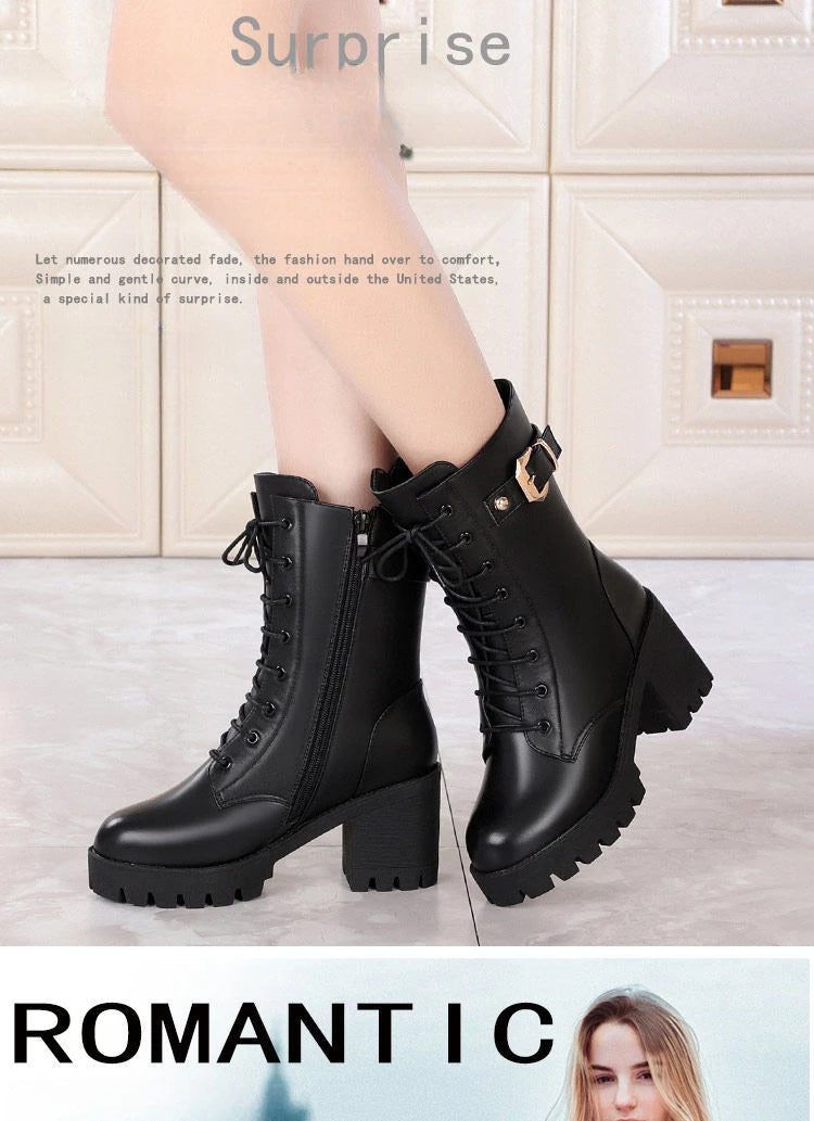 Luxury Women's Boots Winter Warm Women Snow Boots Fashion High Quality High Heels Comfort Platform Women Short Boots Botas Mujer