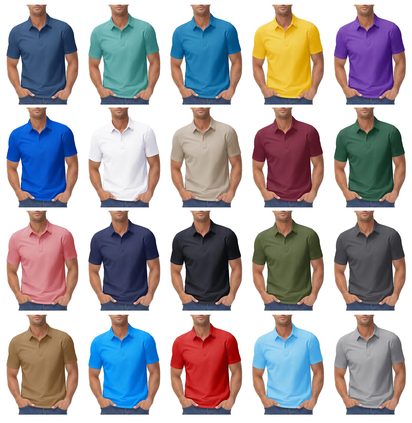 TACVASEN Summer 72% Cotton Polos T-shirts Mens Breathable Golf Polo T-Shirt Active Sport Hiking Tee shirts Casual Work Tops Male