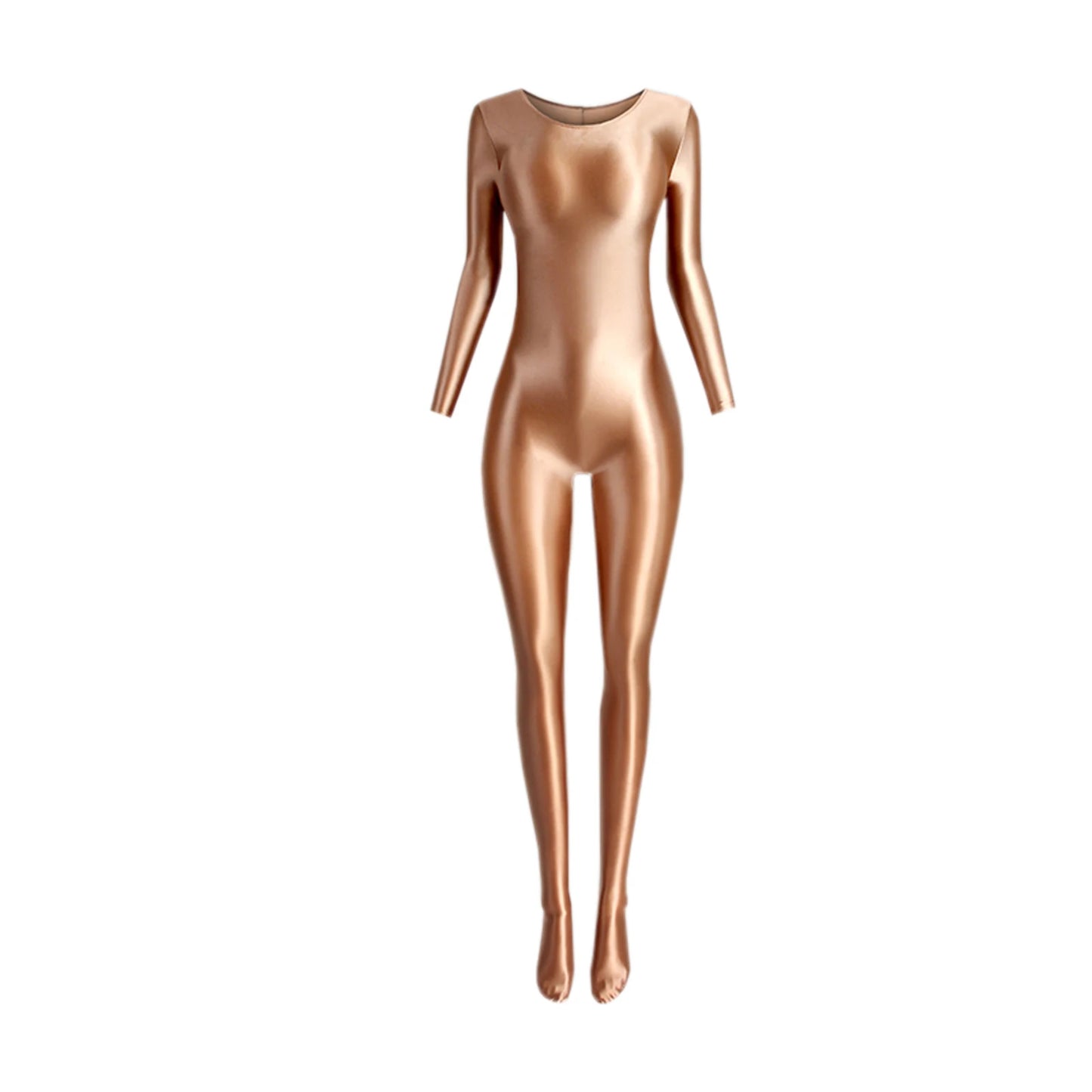 Women's Sexy Jumpsuits Long Sleeves Shapping Bodysuit Tight Elastic Oil Glossy Candy Color Unisex Leotard Exotic Club Clothing
