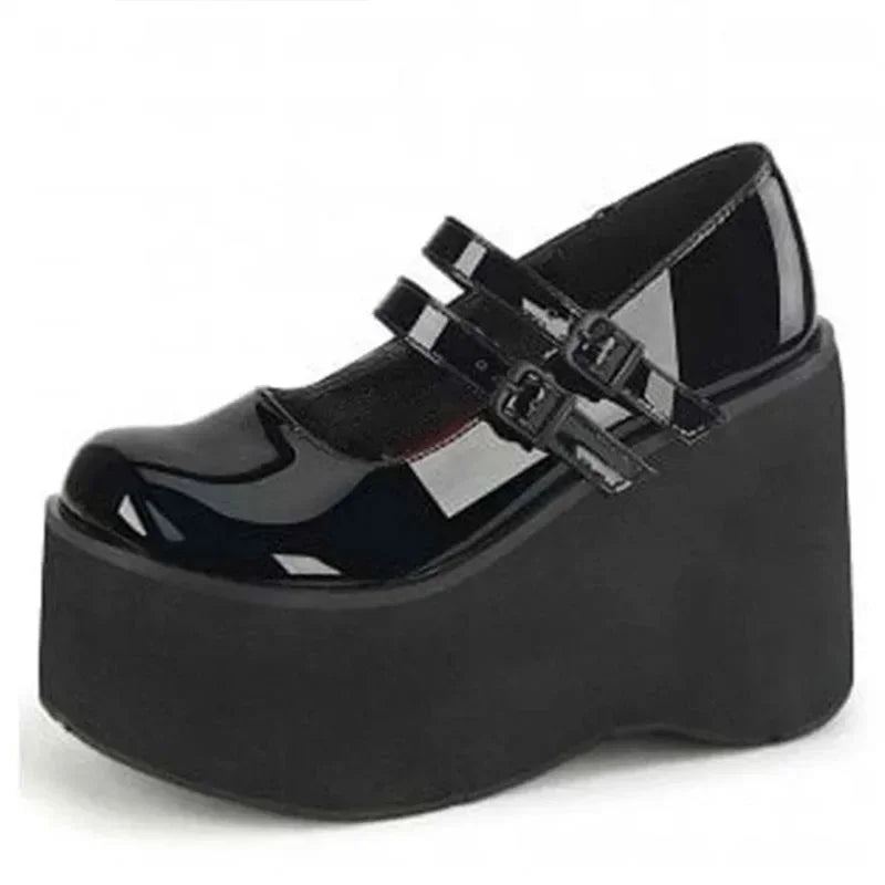 Women Pumps Super High Heel Platform Wedge Spring Ladies Sandals Belt Buckle Classic Sweet Punk Female Lolita Shoes