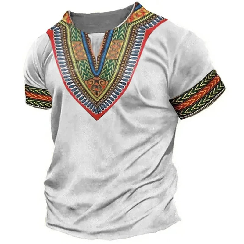 African National Pattern Tshirts Summer Fashion Street Casual Boys Kids Round Neck Short-Sleeved T-Shirt Daily Oversized Tops