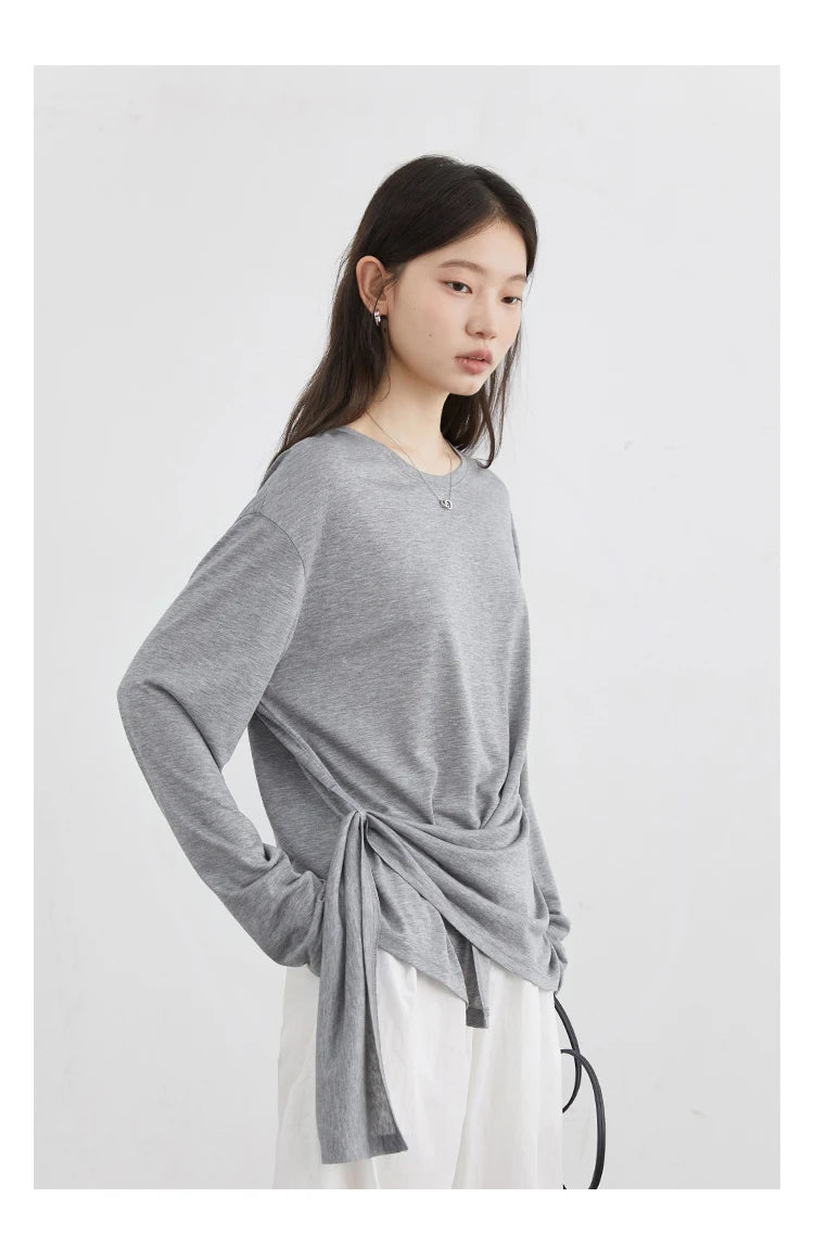 CHIC VEN Fashion Women's Pullovers Tees O Neck New Loose Solid Long Sleeve Female T-shirt Thin Female Top Spring Autumn 2025