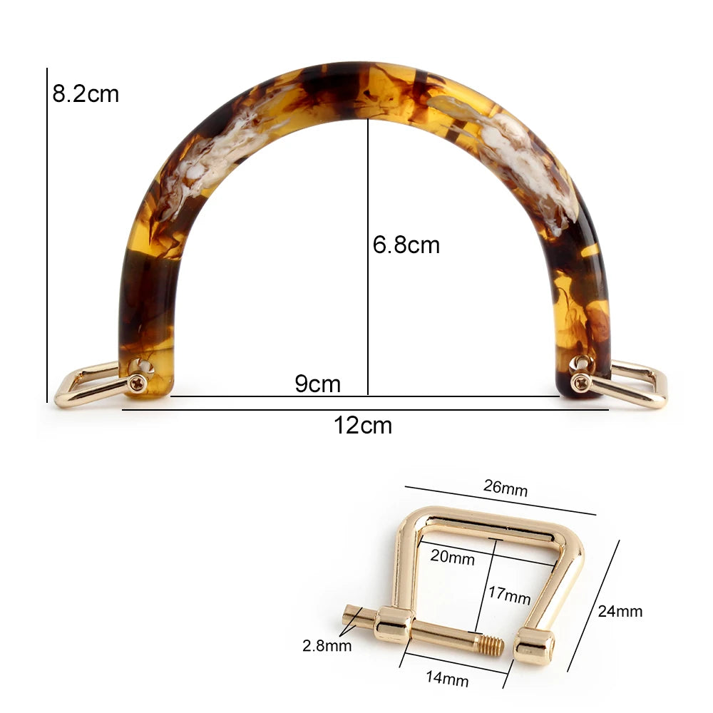 2/4/6PCS High Quality Semi-circular Resin Handle C-Shaped Crossbody Bag Removable Handle with Double Holes DIY Wallet Making