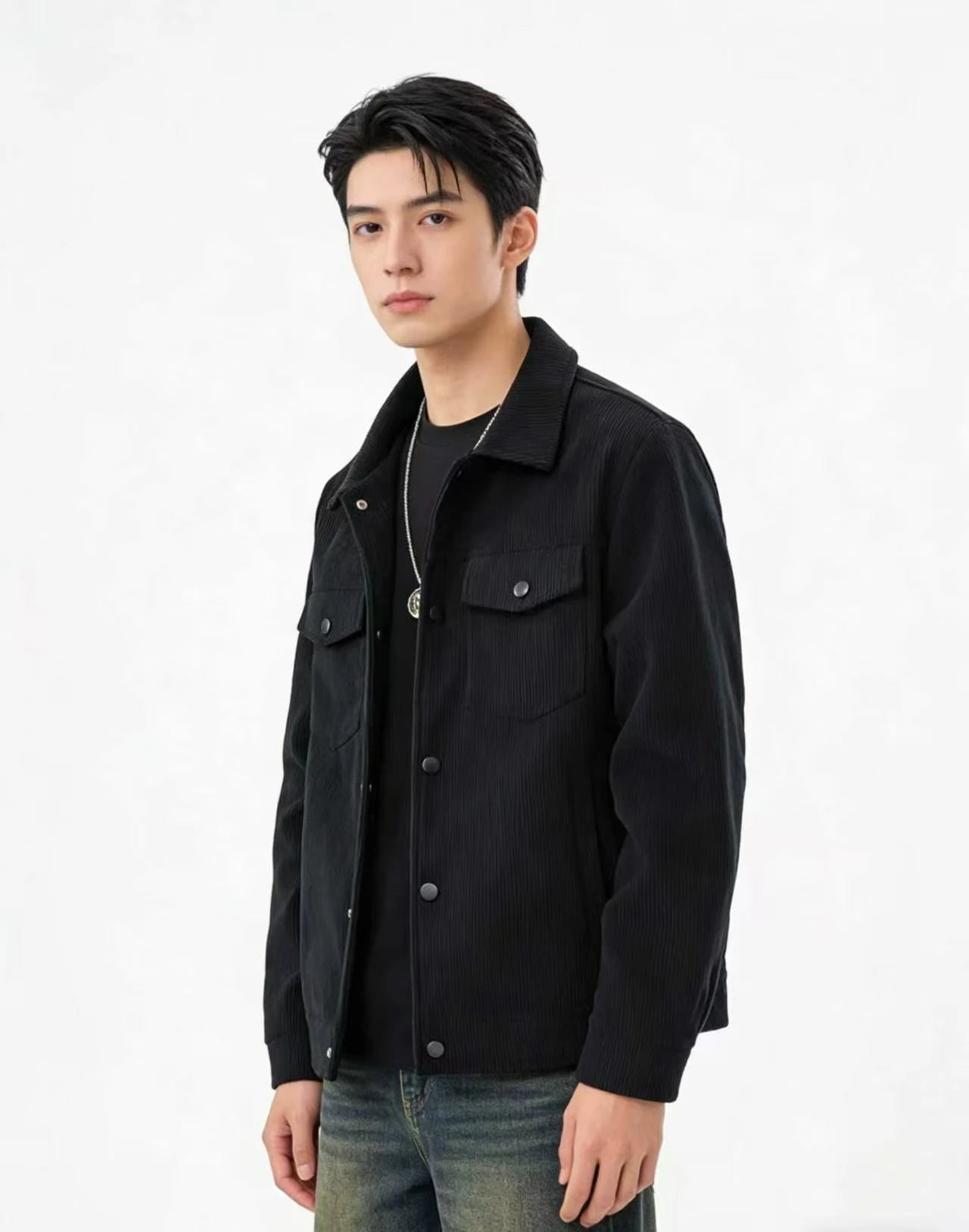 Men's Casual Outdoor Jacket Pure Color Buttoned Collar Autumn Winter 2025 Fashion Trendy Style for Men