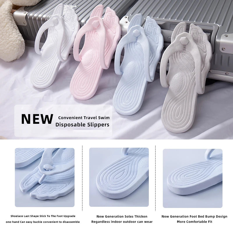 Folding Slippers Trip Travel Portable Slides Women Men Light Home Hotel Salon Homestay Guest Use Sandals Bathing Beach Shoes