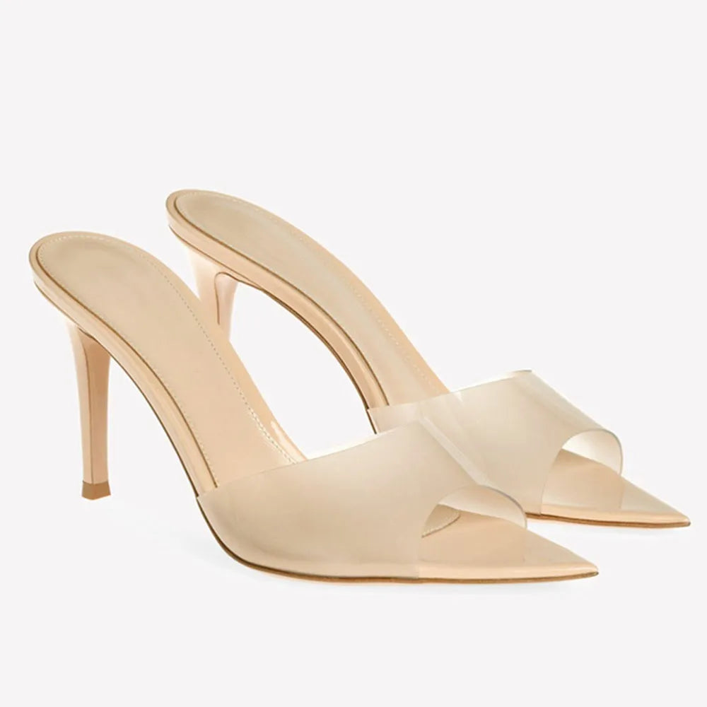 2026 Peep Toe Sexy Summer Women's Mules Pump Sandals Elegant Chic Super Thin High Heels Office Lady Party Shoes Slipper Sandals