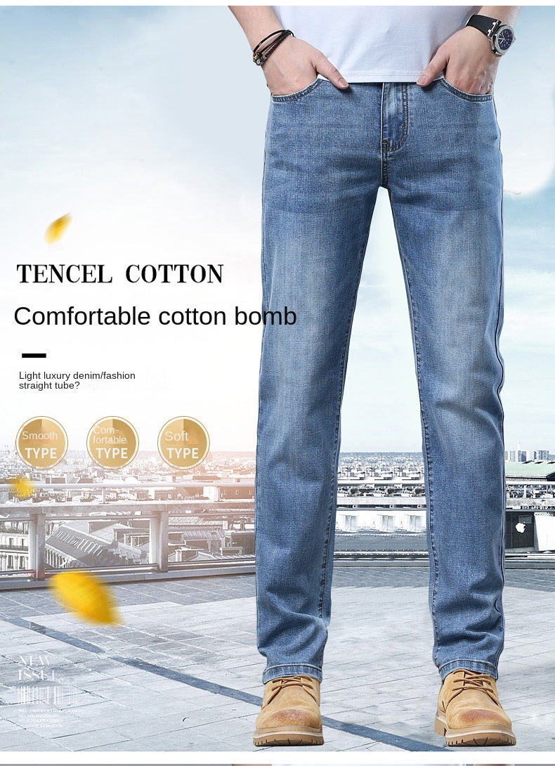 2026 Thin or Thick Material Slim Fit Men's Luxury Classic Style Men Jeans Business Stretch Denim Male Trousers Clothing
