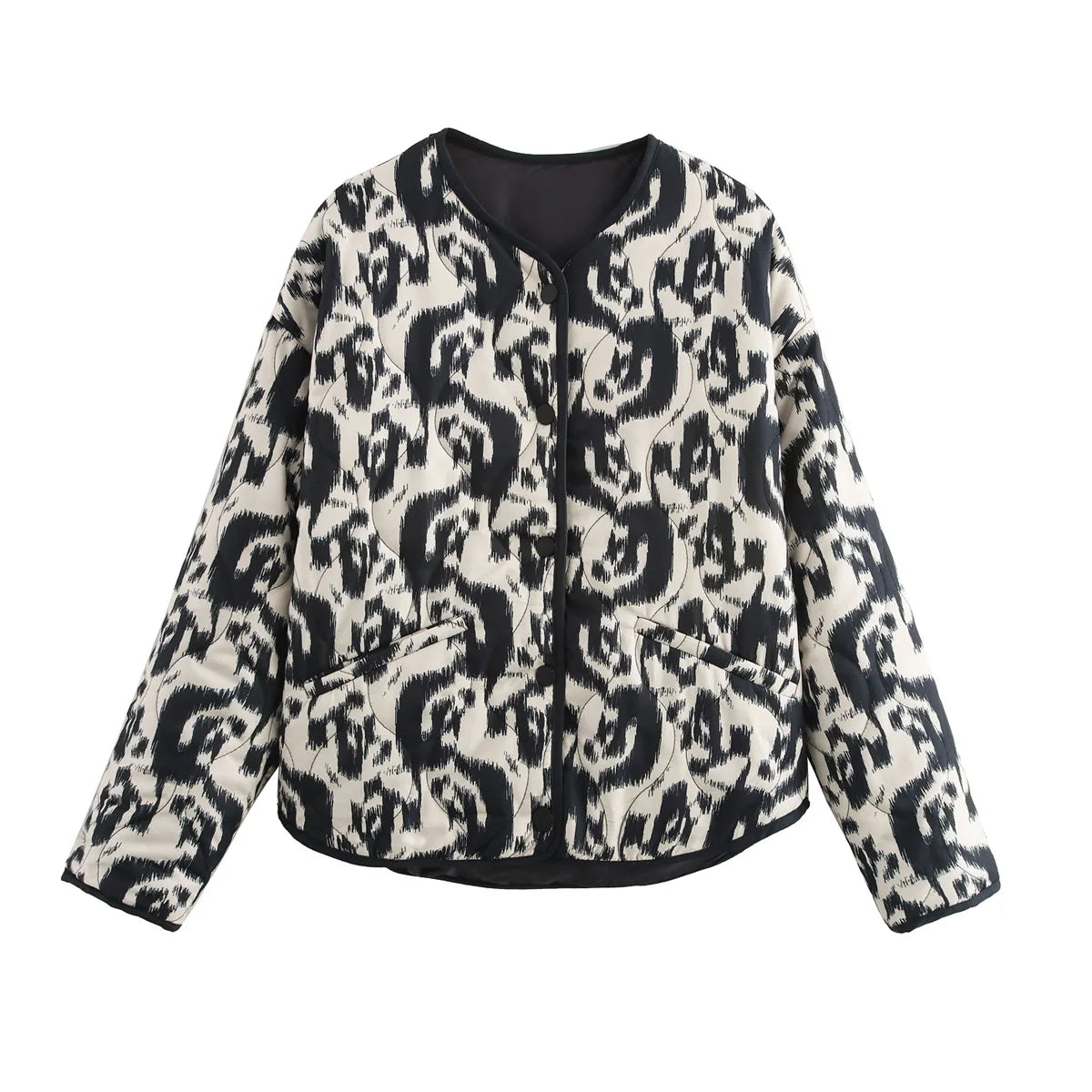 European and American style women's clothing 2025 fashion autumn and winter new item loose animal pattern printed cotton jacket