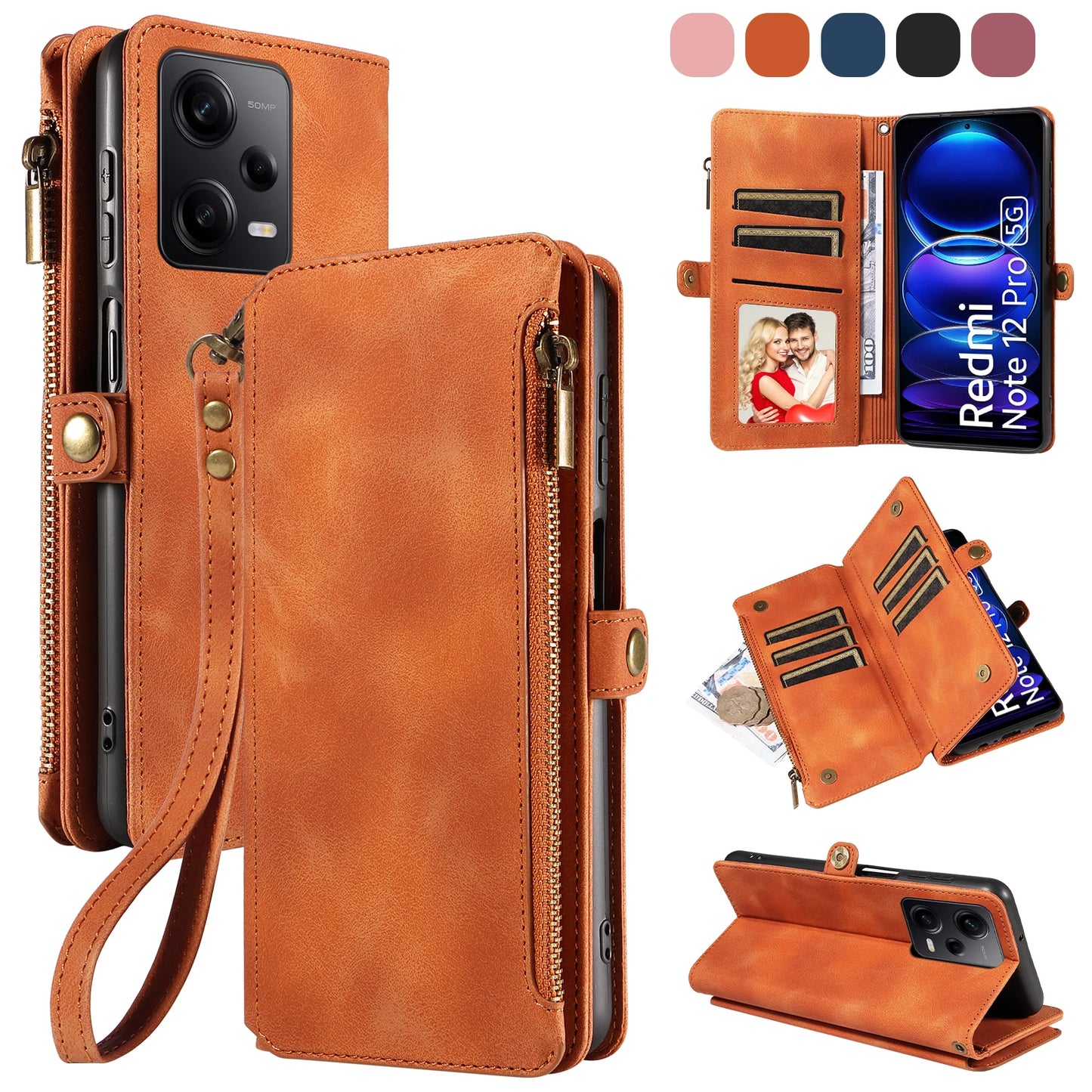For Xiaomi Redmi Note 15 14 13 15C Poco X7 Pro F5 12 13C 14C 13T 15T Plus 5g Cases 4g Leather Wallet Card Holder Flip Phone Bags