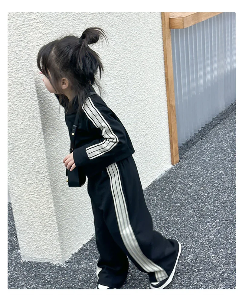 Girls Fashion Casual Sets Children Spring Autumn Sports Suits Kids Long-sleeved Jacket+Pants 2Pcs Outfits New Trend Clothes