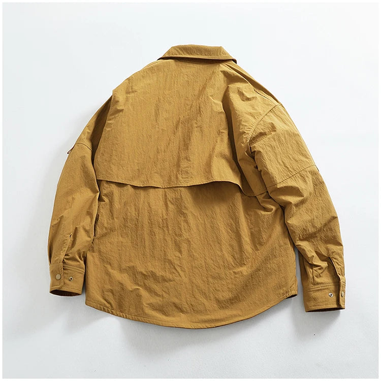 Reversible A+B fabric outdoor functional cargo jacket men's loose pocket lapel retro American casual jacket