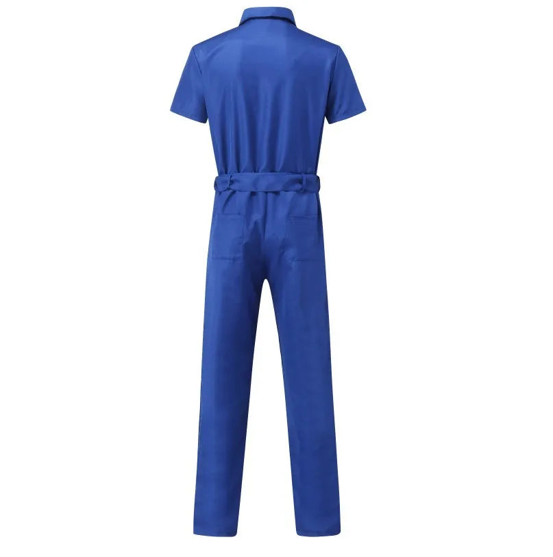 Multi-pocket Overalls Men's Jumpsuits Short Sleeves Trousers Suits Zippered Jumpsuits Men's Overalls Belted Jumpsuits
