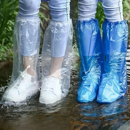 10Pcs Disposable Rain Shoe Covers Transparent Non Slip Waterproof Protectors Uses for Outdoor Wet Weather