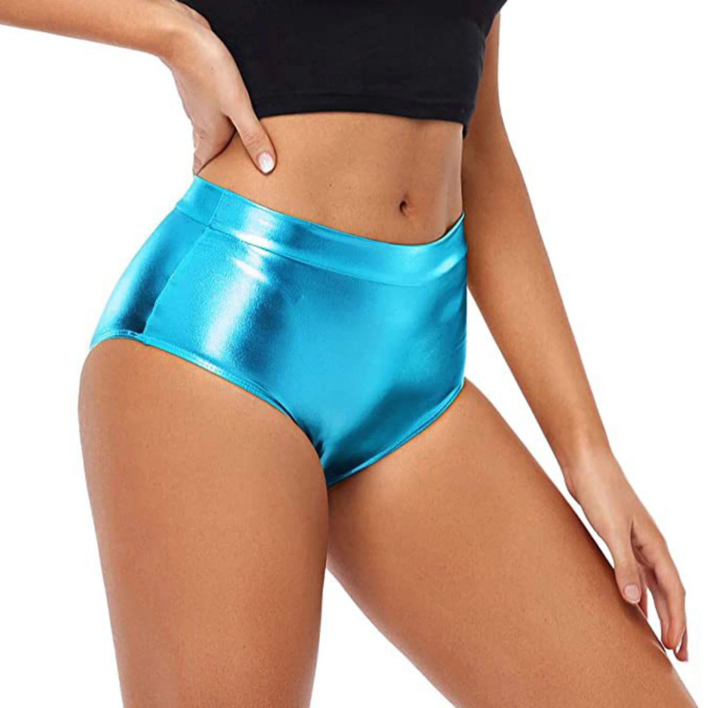 Sexy Rave Dance Costume Women's Metallic Shiny Booty Shorts Skinny Panties Hot Short Pants for Carnival Club Party Bottoms