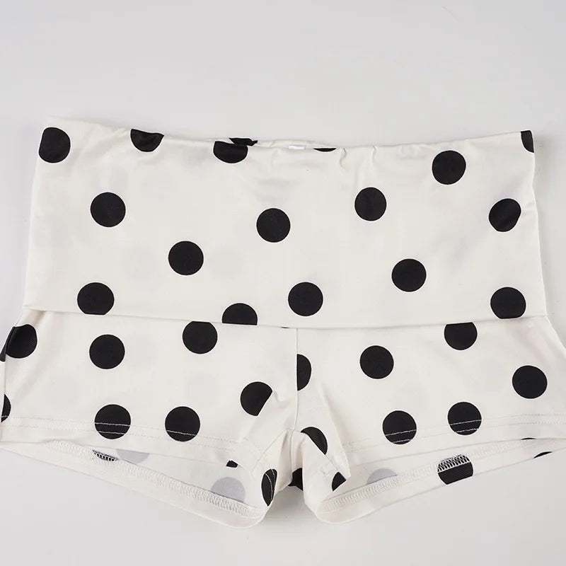 Women 2 Piece Bikini Set  Y2k Neck-wearing Bikini Sexy Polka Dot Spice Girls Shorts Beachwear Summer Holiday Low Waist Shorts