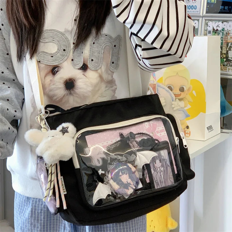 Trendy Transparent Simple Crossbody Bag for Girls Large Capacity School Shoulder Bag Comfortable and Versatile Texture Ita Bag