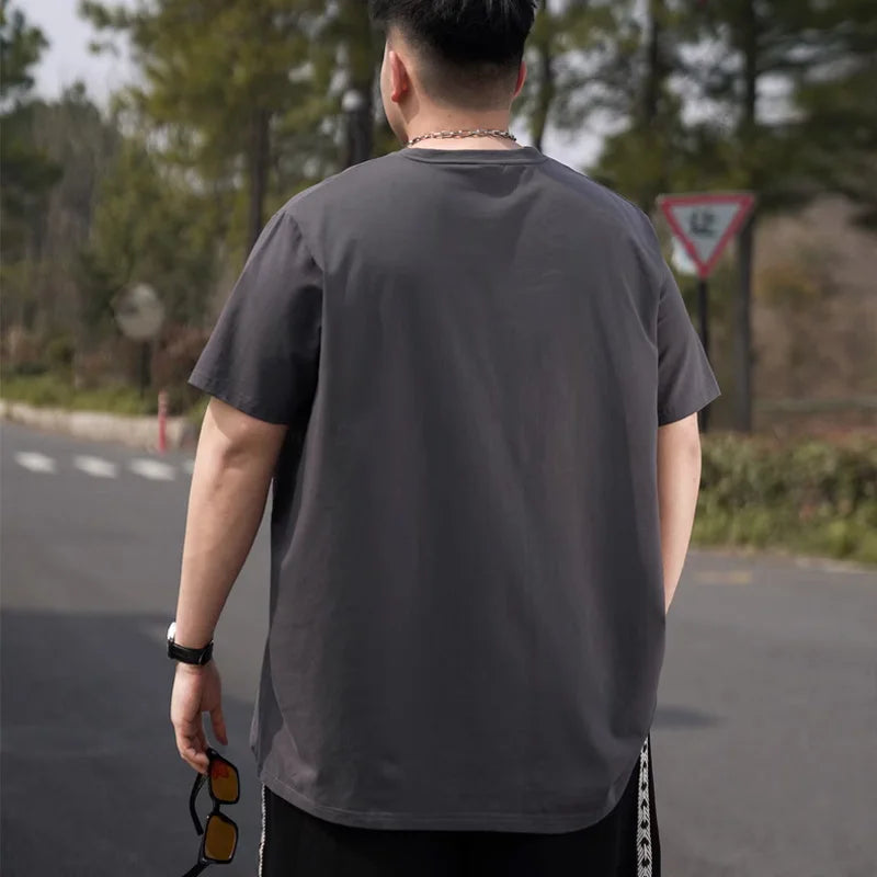 Men T Shirt Printed Popular Tees Big Size 110-175kg 6XL/7XL Plus Size Fashion Cotton Round Neck Short Sleeve Oversized Tops