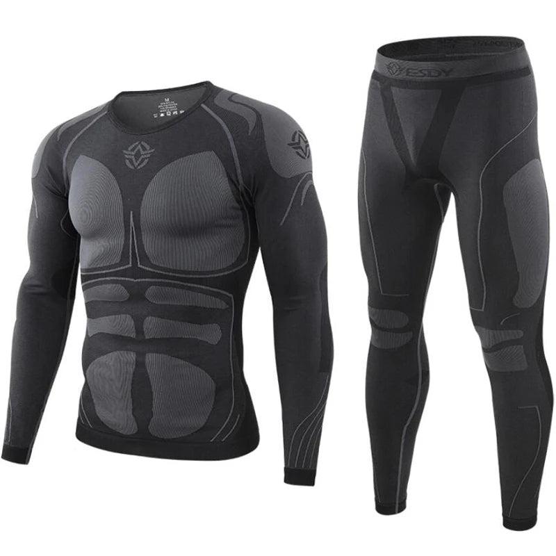 ESDY Fleece Thermal Underwear Men Autumn Winter Warm Long Johns Fitness Sports Compression Breathable Leggins Thermo Tracksuit