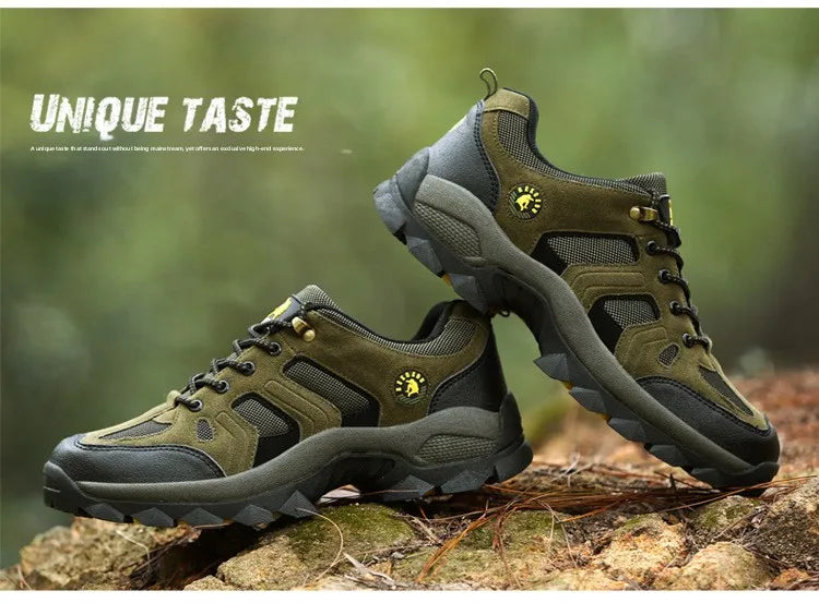 Men's Outdoor Climbing Shoes Breathable Waterproof Sports Hiking Shoes Rubber Outsole Low Cut Lace up Casual Shoes