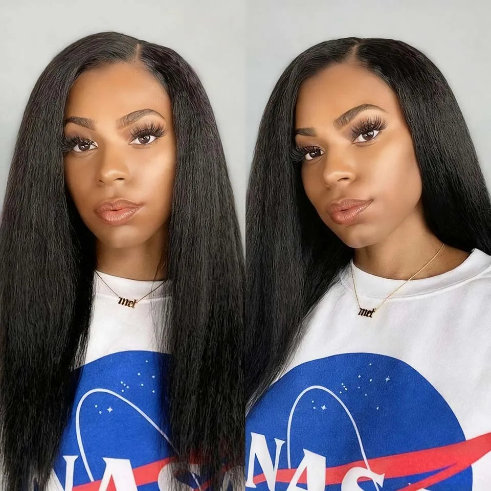 8-40 Kinky Straight Human Hair Bundles Coarse Yaki Weave Bundles Brazilian Raw Human Hair Extensions Sale for Women Double Weft