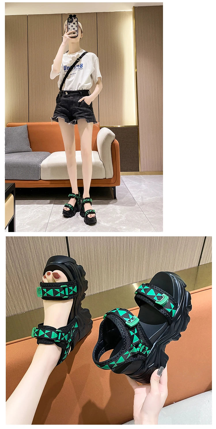 New 2022 Summer Women Platform Sandals Open Toe Wedges High Heels Thick Bottom Beach Shoes Woman Casual Comfort Chunky Sandalias