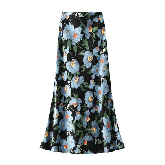New In 2025 Floral Print Elegant Long Skirts Women Summer Trendy High Street Vacation Party Skirt