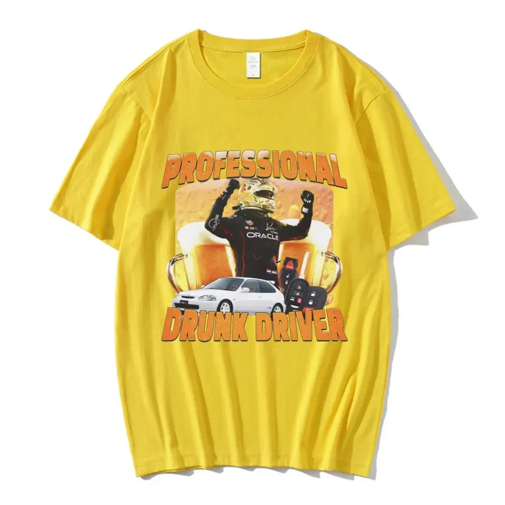 Professional Drunk Driver Funny T-Shirt  Womens  Fashion Vintage Short Sleeve T-shirts Casual T Shirts
