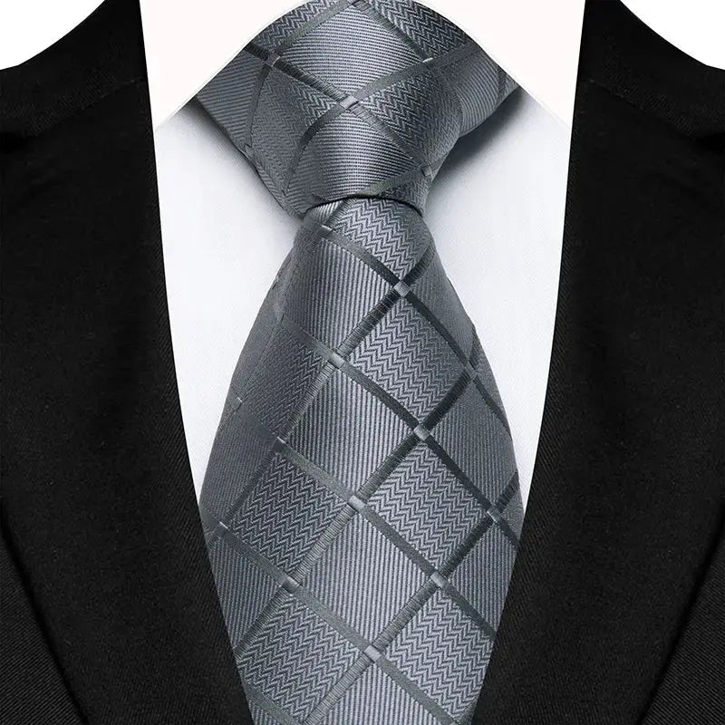 Classic 8CM Polyester Ties For Men Formal Business Silver Gray Paisley Stripes Dot Neckties Handmade College Shirt Neckwear BAZAARHUBO