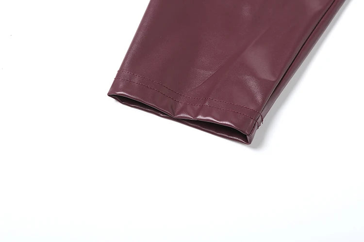 Weird Puss Faux Leather Crop Jacket Women Cross Neck Hipster Single Button Irregular Fall Trend Wild Basic Sexy Streetwear Coat