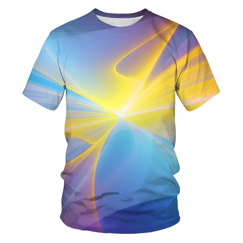 Summer Fashion Colour Light Spectrum Men T-shirt New Casual Printing Fun Tees Trend Personality Leisure O-neck Short Sleeve Tops