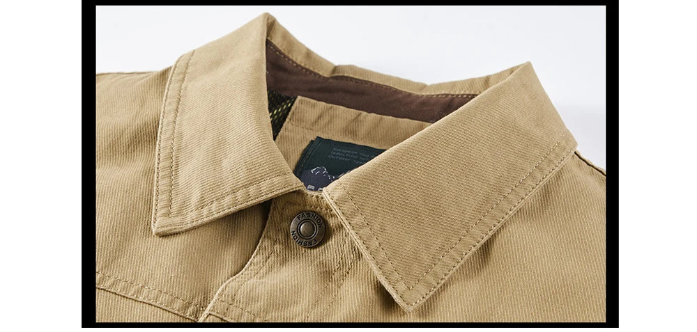 Spring Autumn Men's Cotton Jackets Trendy Men's Fashion Outerwear Windbreaker Coats Men Turn-Down Collar Tactical Jackets 5XL