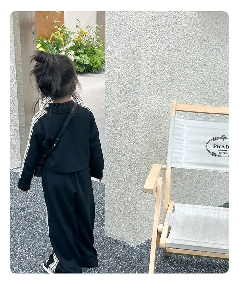 Girls Fashion Casual Sets Children Spring Autumn Sports Suits Kids Long-sleeved Jacket+Pants 2Pcs Outfits New Trend Clothes