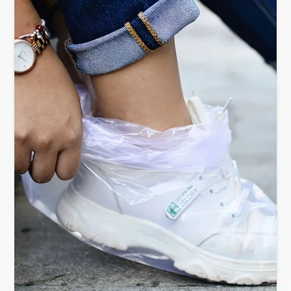 10Pcs Disposable Rain Shoe Covers Transparent Non Slip Waterproof Protectors Uses for Outdoor Wet Weather