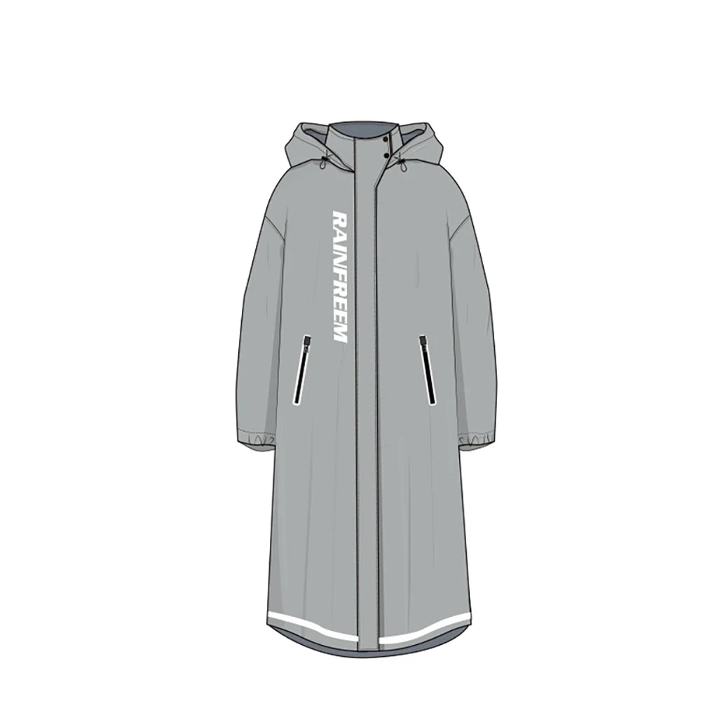 Long Raincoat for Adults, Fashion Trench Coat Waterproof Poncho, Oxford Material Multi-Functional Hooded Cycling Rainwear