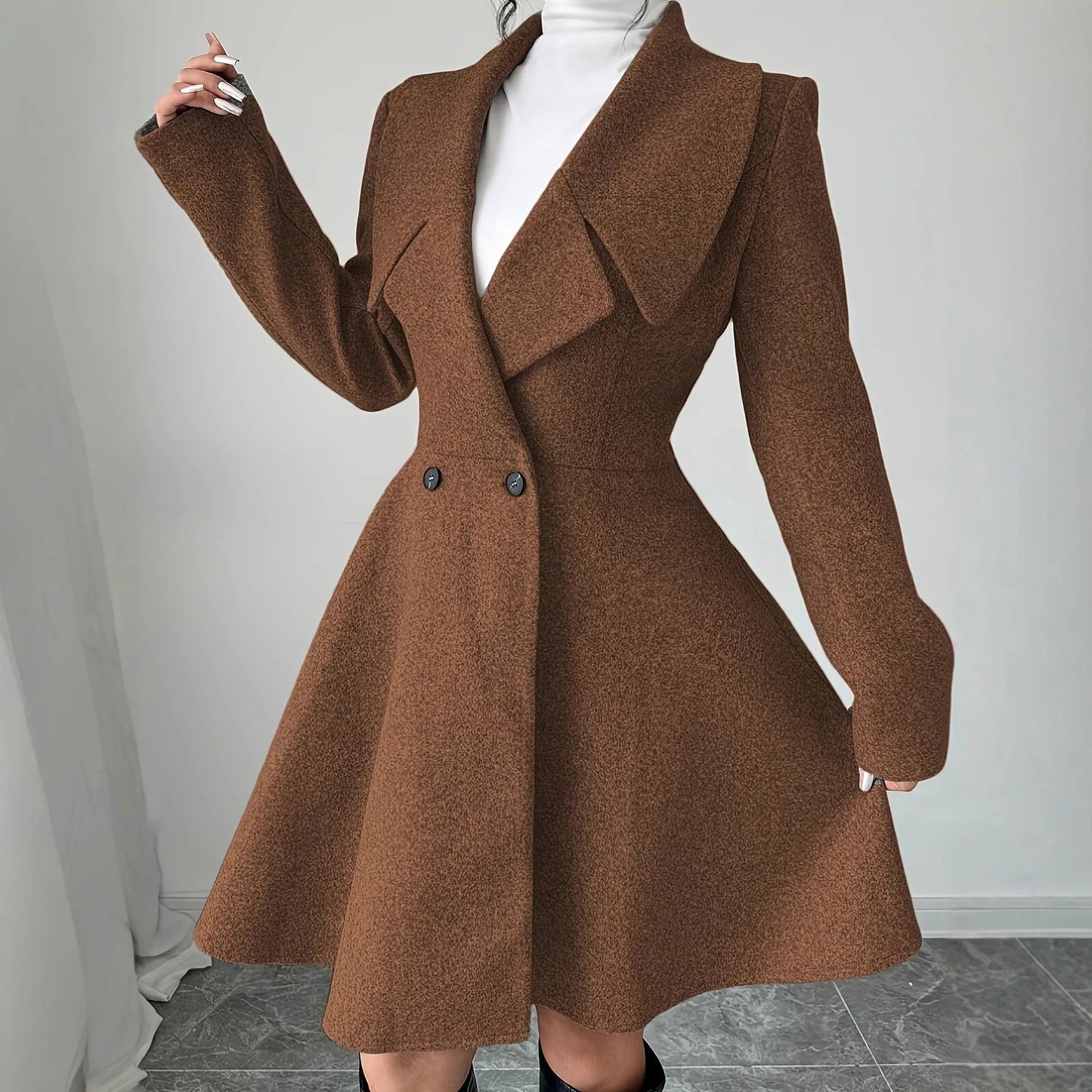 Women Woolen Coats Long Sleeve Turn-down Collar Jackets Ladies Autumn Winter Outerwear Coat