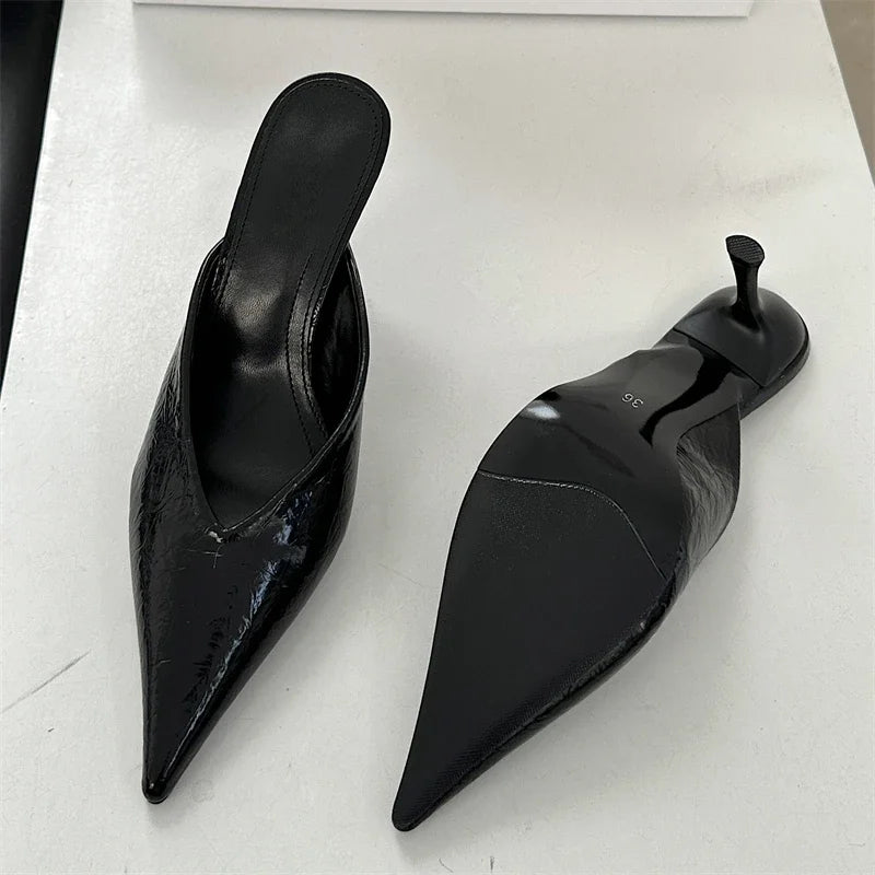 Eilyken Sexy Elegant Shallow Pointed Toe Mule Women Slippers Pumps Fashion Thin High Heels Stripper Dress Ladies Shoes
